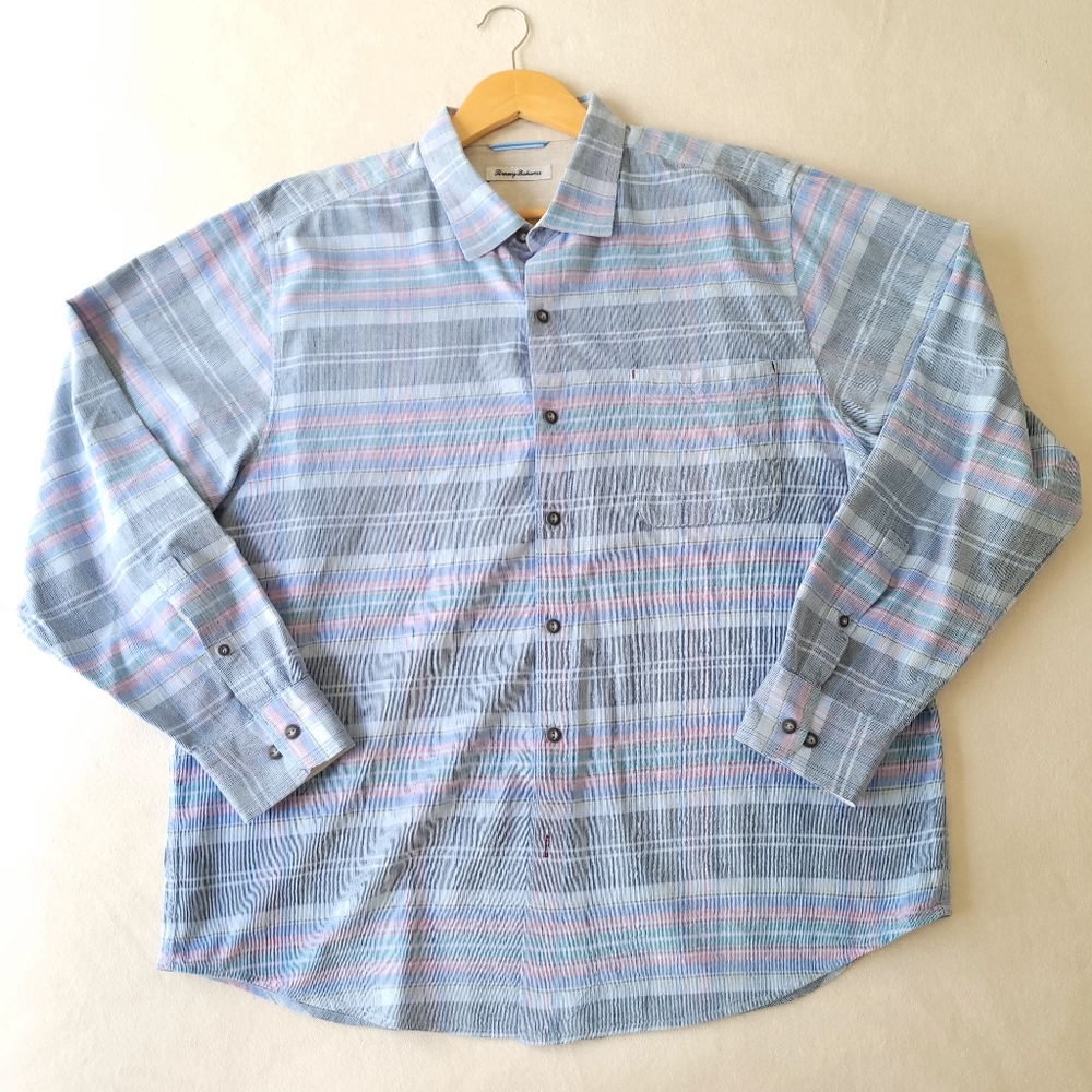 Tommy Bahama Lightweight Cord Plaid Long-Sleeve Button-Up Shirt MENS Extra Large